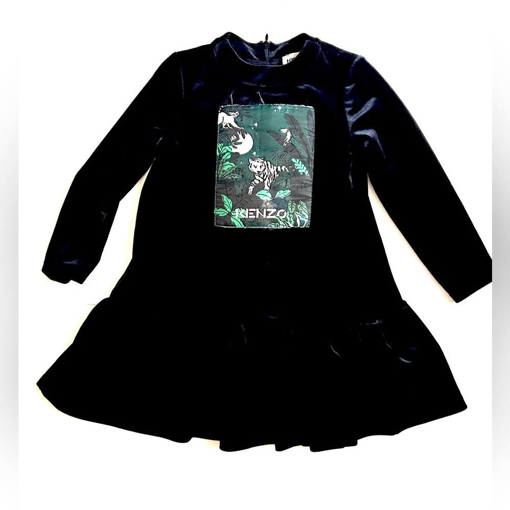 KENZO Kids Girls Velvet Long Sleeve Dress 4A 104